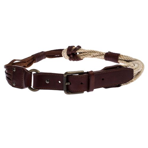 Bottega Veneta Brown/Beige Leather and Rope Knot Buckle Belt 85CM - Bottega Veneta - Modalova