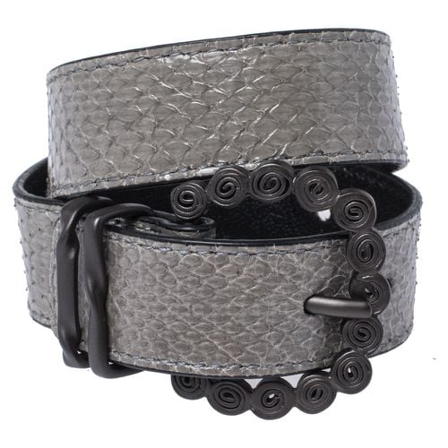 Bottega Veneta Grey Snakeskin Double Wrap Bracelet S - Bottega Veneta - Modalova