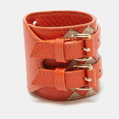 Bottega Veneta Orange/Beige Intrecciato Leather and Jute Double Buckle Wrap Bracelet - Bottega Veneta - Modalova