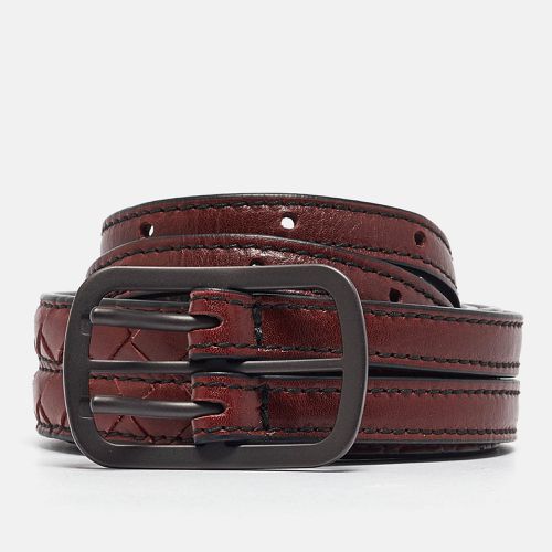 Bottega Veneta Burgundy Intrecciato Leather Double Strap Buckle Belt 75CM - Bottega Veneta - Modalova