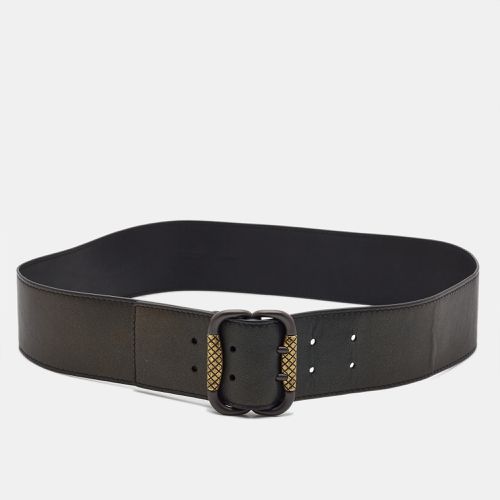 Bottega Veneta Metallic Black Leather Buckle Wide Belt 88 CM - Bottega Veneta - Modalova