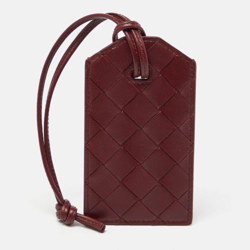 Bottega Veneta Maroon Intrecciato Leather Name Tag Holder - Bottega Veneta - Modalova