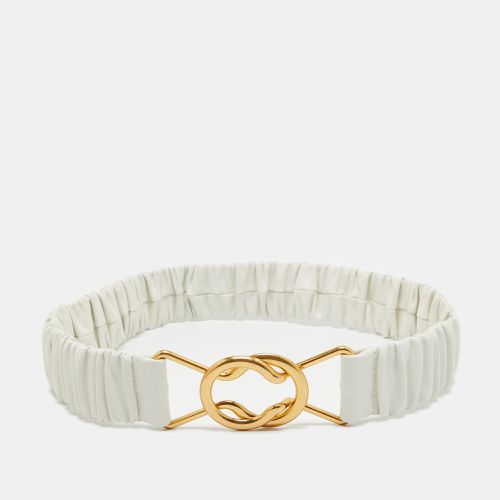 Bottega Veneta White Leather Ruched Clasp Waist Belt - Bottega Veneta - Modalova