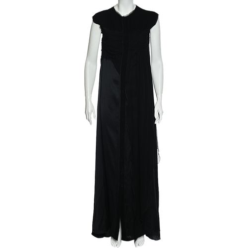 Bottega Veneta Black Silk Draped Detail Button Front Maxi Dress M - Bottega Veneta - Modalova