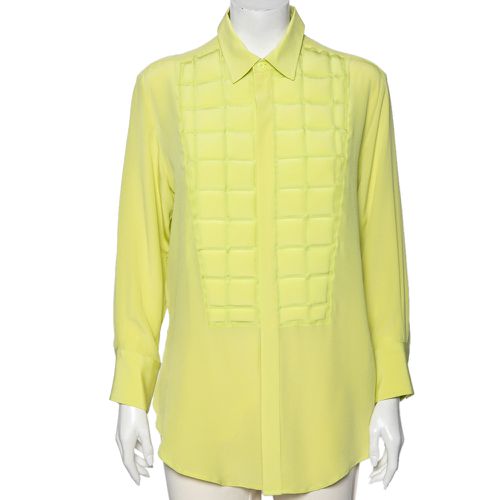 Bottega Veneta Green Silk & Quilted Plastron Detailed Tuxedo Shirt M - Bottega Veneta - Modalova