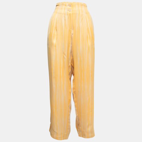 Bottega Veneta Yellow Striped Satin Wide Leg Trousers L - Bottega Veneta - Modalova