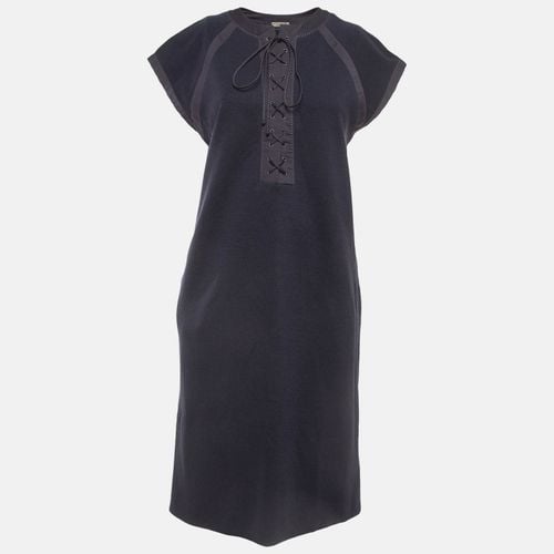 Navy Lace Up Wool Midi Dress M - Bottega Veneta - Modalova