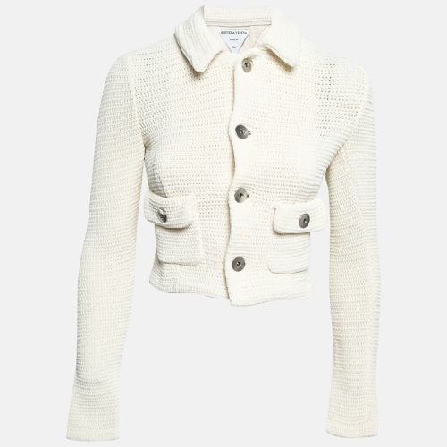 Bottega Veneta Off White Textured Knit Crop Jacket XS - Bottega Veneta - Modalova