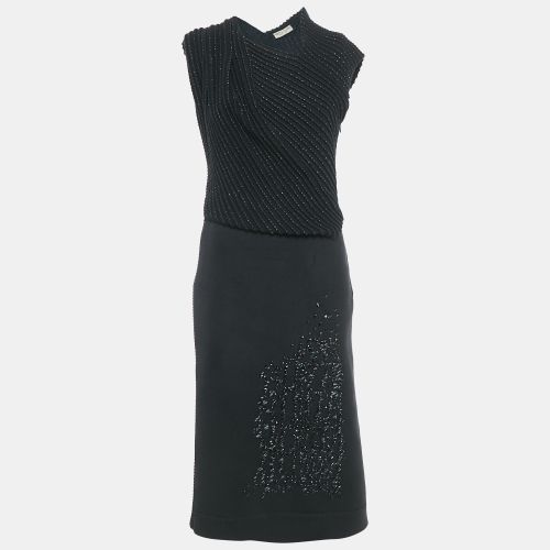 Bottega Veneta Black Wool & Patterned Knit Sleeveless Midi Dress M - Bottega Veneta - Modalova