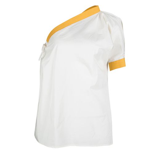 Bottega Veneta Cream and Yellow Tie Detail One Shoulder Top S - Bottega Veneta - Modalova