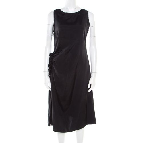 Bottega Veneta Black Asymmetric Ruffle Draped Sleeveless Shift Dress S - Bottega Veneta - Modalova