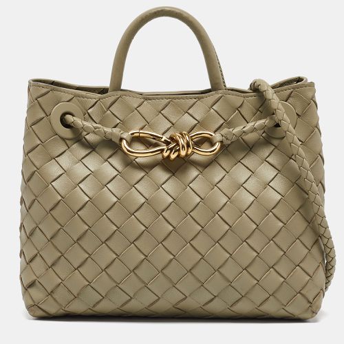 Travertine Intrecciato Leather Small Andiamo Top Handle Bag - Bottega Veneta - Modalova