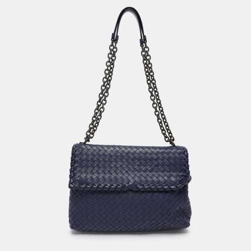 Bottega Veneta Blue Intrecciato Leather Medium Olimpia Shoulder Bag - Bottega Veneta - Modalova