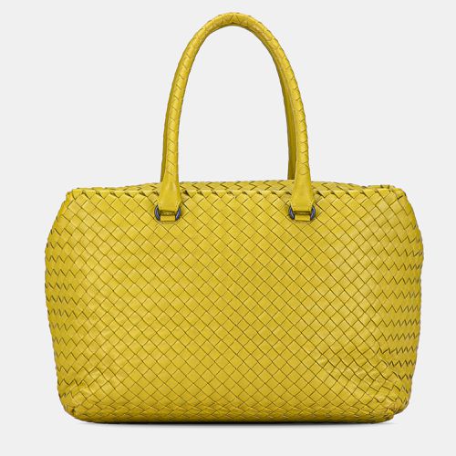 Bottega Veneta Yellow Intrecciato Brick Tote Bag - Bottega Veneta - Modalova