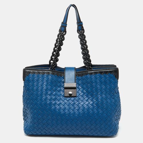 Bottega Veneta Blue/Black Intrecciato Leather Tote - Bottega Veneta - Modalova