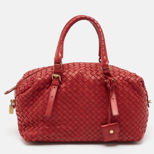 Bottega Veneta Red Intrecciato Leather Montaigne Satchel - Bottega Veneta - Modalova