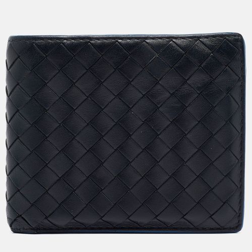 Bottega Veneta Black/Blue Intrecciato Leather Bifold Compact Wallet - Bottega Veneta - Modalova