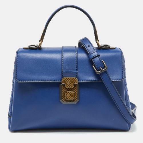 Bottega Veneta Blue Leather Small Piazza Top Handle Bag - Bottega Veneta - Modalova