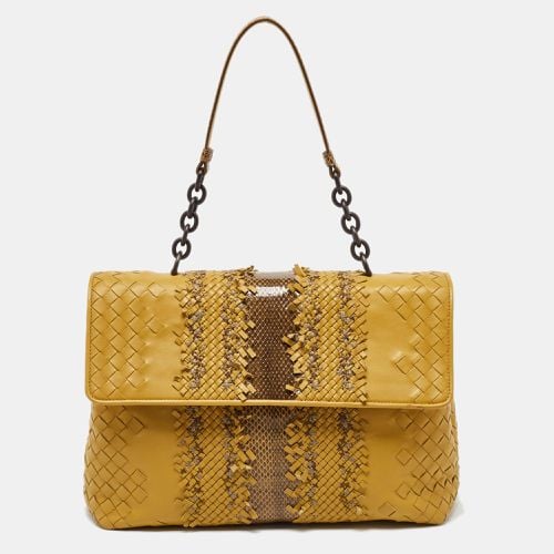 Bottega Veneta Yellow/Brown Intrecciato Leather and Watersnake Olimpia Shoulder Bag - Bottega Veneta - Modalova