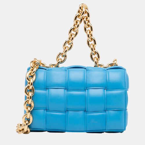 Bottega Veneta Blue Lambskin Intrecciato Padded Chain Cassette Satchel - Bottega Veneta - Modalova