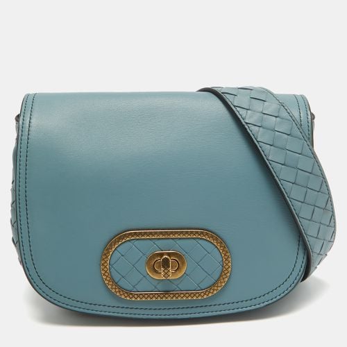 Bottega Veneta Stone Blue Intrecciato Leather Luna Shoulder Bag - Bottega Veneta - Modalova