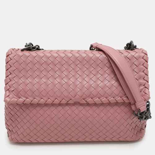 Bottega Veneta Pink Intrecciato Leather Medium Olimpia Flap Shoulder Bag - Bottega Veneta - Modalova