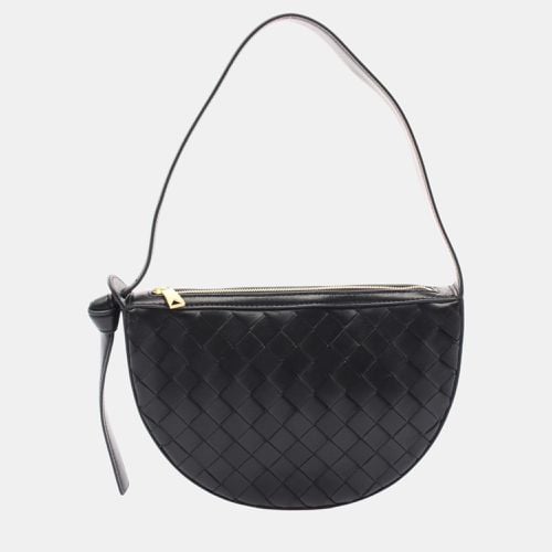 Bottega Veneta Leather Black Sunrise Intrecciato Shoulder Bag - Bottega Veneta - Modalova