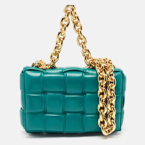 Bottega Veneta Teal Green Leather Padded Chain Cassette Top Handle Bag - Bottega Veneta - Modalova