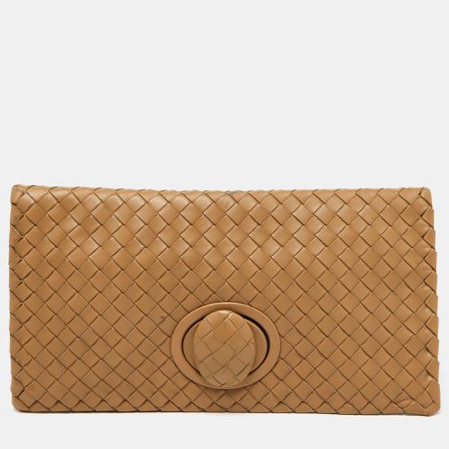 Intrecciato Leather Twist Lock Flap Clutch - Bottega Veneta - Modalova