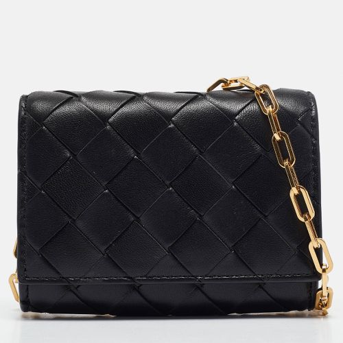 Bottega Veneta Black Intrecciato Leather Trio Card Case On Chain - Bottega Veneta - Modalova