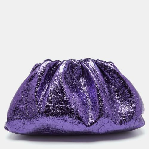 Bottega Veneta Metallic Purple Crinkled Leather Classic Pouch Clutch - Bottega Veneta - Modalova