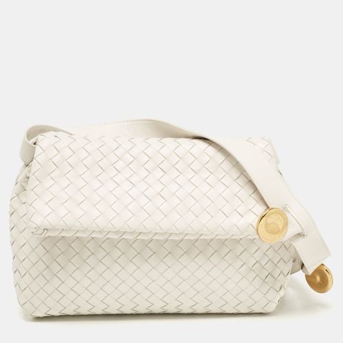 Bottega Veneta White Intrecciato Leather Fold Shoulder Bag - Bottega Veneta - Modalova