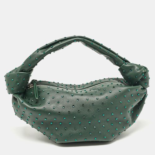 Bottega Veneta Dark Green Leather Crystals Embellished Double Knot Bag - Bottega Veneta - Modalova