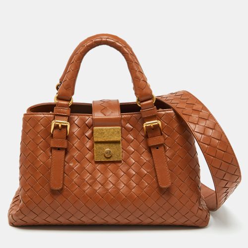 Bottega Veneta Brown Intrecciato Leather Roma Mini Tote - Bottega Veneta - Modalova