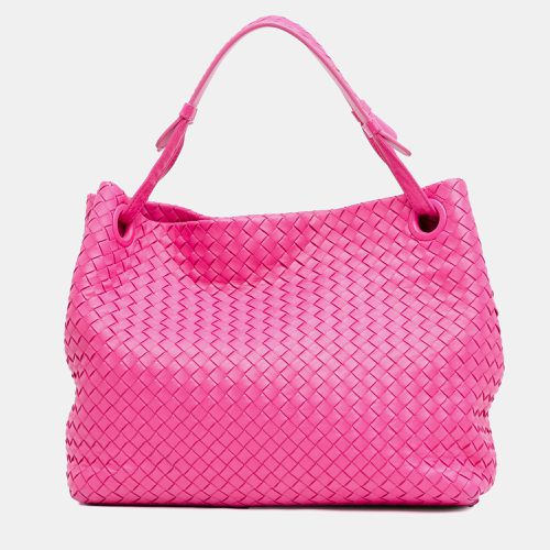 Bottega Veneta Pink Calf Leather Intrecciato Bella Tote - Bottega Veneta - Modalova