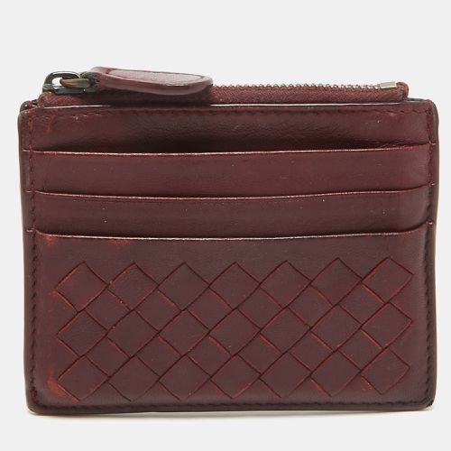 Bottega Veneta Burgundy Intrecciato Leather Zip Card Holder - Bottega Veneta - Modalova