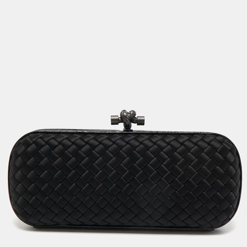 Bottega Veneta Black Intrecciato Satin and Watersnake Leather Knot Long Clutch - Bottega Veneta - Modalova