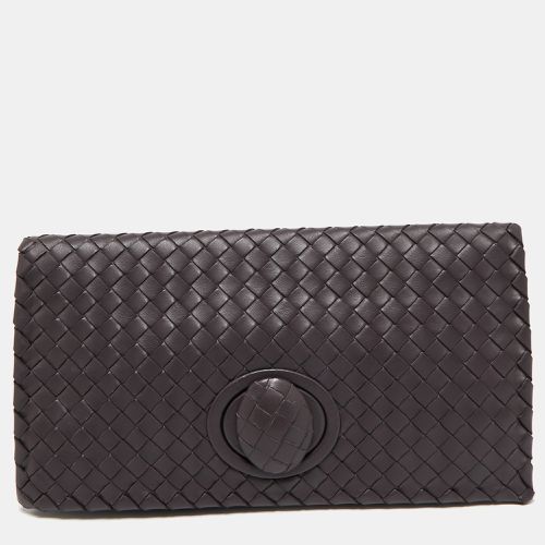 Bottega Veneta Mauve Intrecciato Leather Twist Lock Flap Clutch - Bottega Veneta - Modalova