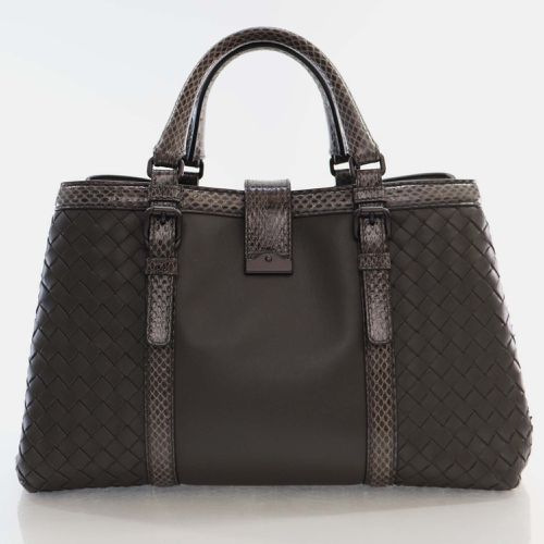 Bottega Veneta Python Leather and Intrecciato Roma Tote Bag - Bottega Veneta - Modalova