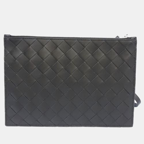 Bottega Veneta Black Intrecciato Leather Zip Wristlet Pouch - Bottega Veneta - Modalova