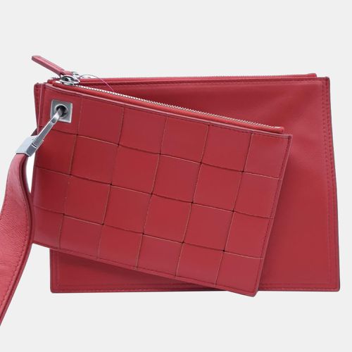 Bottega Veneta Red Leather Intrecciato Small Clutch - Bottega Veneta - Modalova