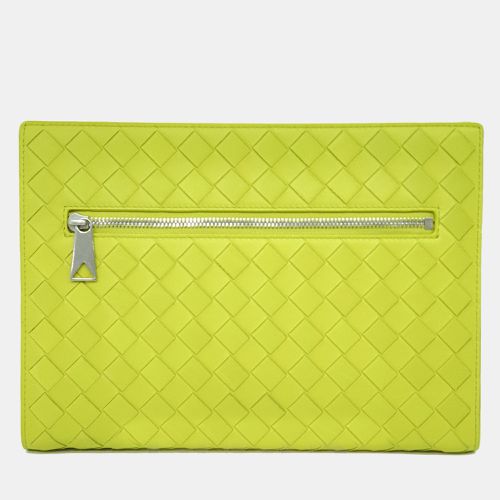 Bottega Veneta Green Intrecciato Leather Clutch - Bottega Veneta - Modalova