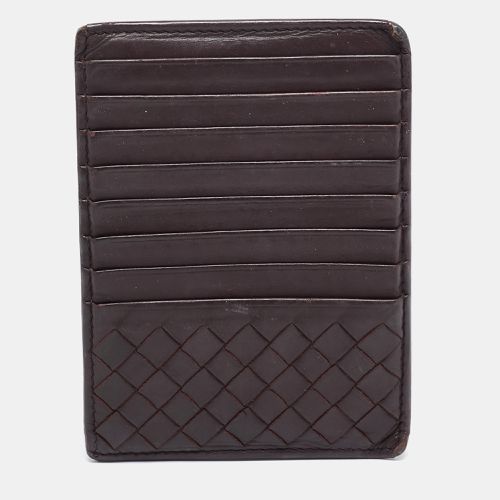 Bottega Veneta Dark Burgundy Intrecciato Leather Zip Card Holder - Bottega Veneta - Modalova