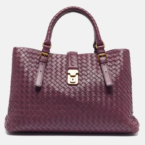 Bottega Veneta Plum Intrecciato Leather Medium Roma Tote - Bottega Veneta - Modalova