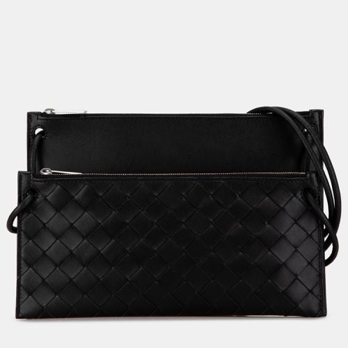 Bottega Veneta Black Leather Intrecciato Double Pouch Bag - Bottega Veneta - Modalova