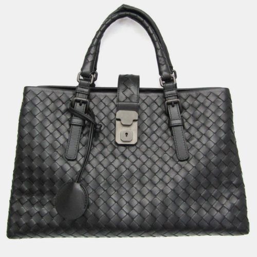 Bottega Veneta Black Intrecciato Leather Small Roma Tote Bag - Bottega Veneta - Modalova