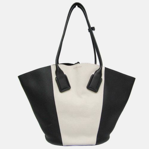 Off-white Leather and Canvas Basket Large Tote Bag - Bottega Veneta - Modalova