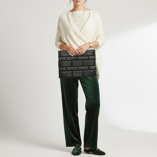 Leather Grid Patterned Padded Document Case - Bottega Veneta - Modalova