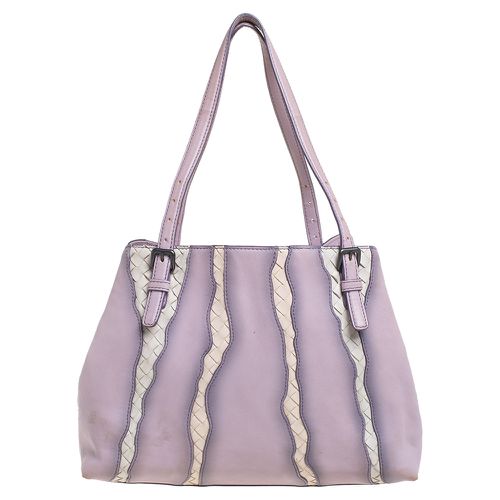 Bottega Veneta Lilac And Intrecciato Leather Monalisa Tote - Bottega Veneta - Modalova