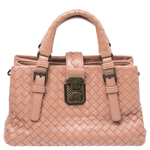 Bottega Veneta Beige Intrecciato Leather Mini Roma Tote - Bottega Veneta - Modalova